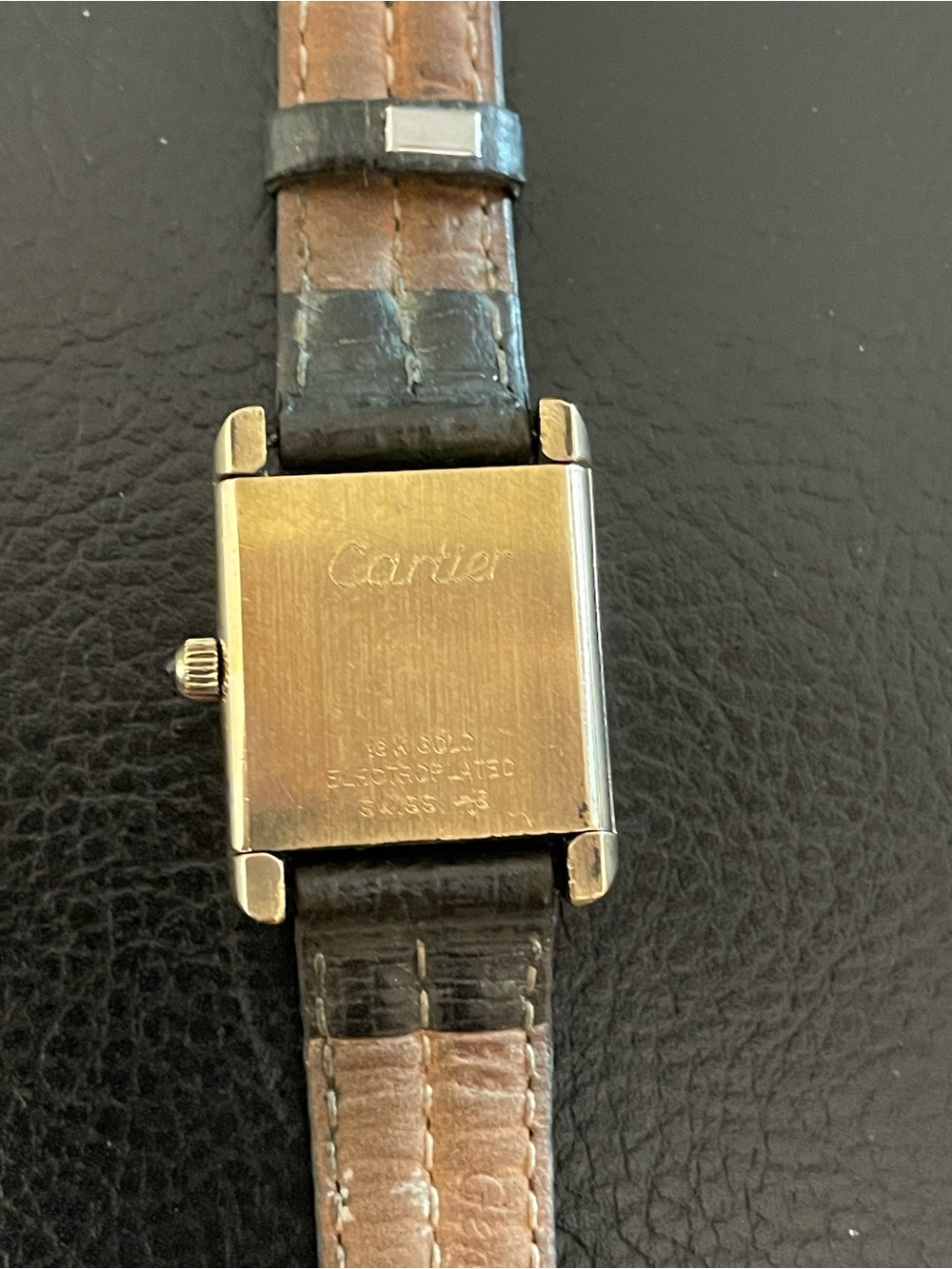 1970’s Vintage Must De Cartier Tank, Gold Plated, Sapphire Cabochon, Manual Wind - Picture 7 of 15